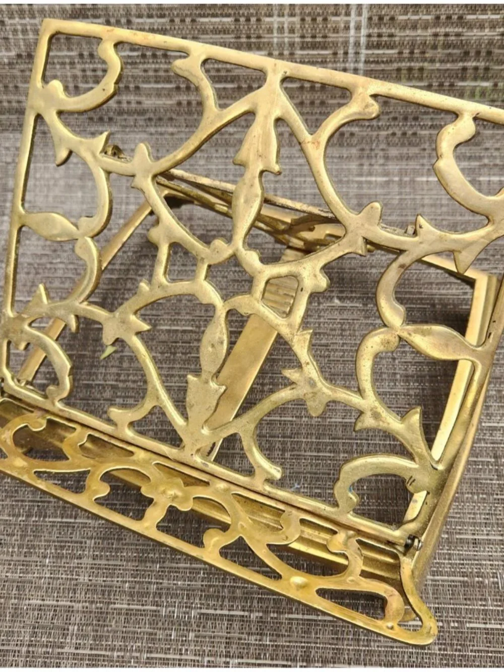 Vintage Ornate Brass Book Music Bible Stand Holder Adjustable Folding Rack 9